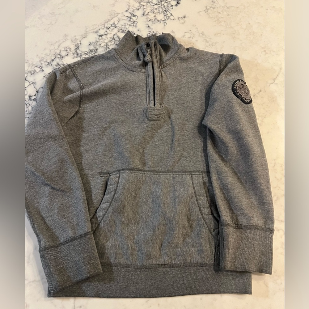 Vintage American Eagle Outfitters Men's Grey 1/4 Zip Sweatshirt Medium EUC